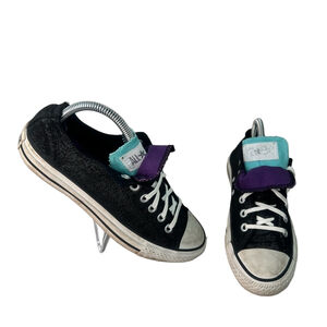 Converse Wome’s All Star Black Sparkle Dual Tongue Shoe Size 8 #568